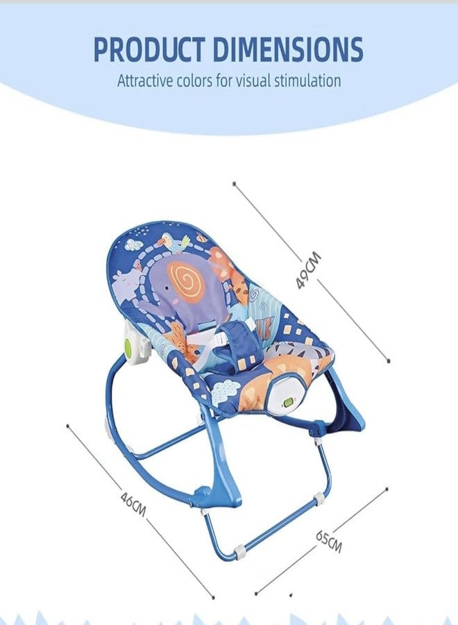 Richtots Premium Baby Rocker Chair Comfortable & Soothing Bouncer for Newborns. Multi-Position Recline, Vibrations, Removable Toys. Portable Design-Indigo Blue Color - Image 2